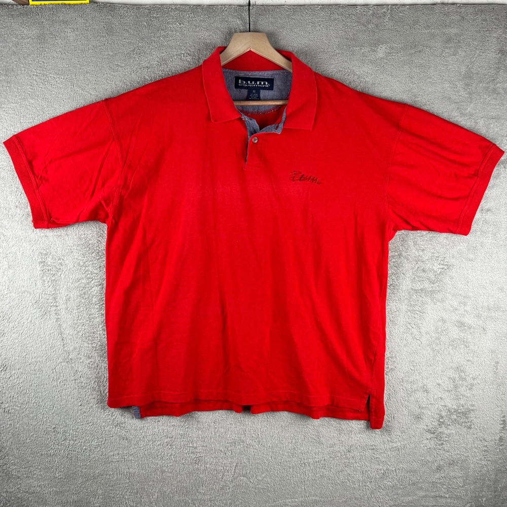 B.U.M. Equipment Polo Shirt Mens XL Red Casual Short Sleeve